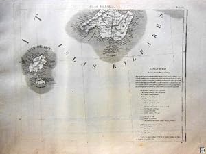 Antiguo Mapa - Old Map : ISLAS BALEARES. Mapa de España y Portugal, Hoja nº 12