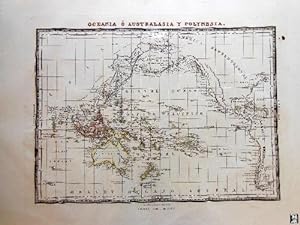 Antiguo Mapa - Old Map : OCEANIA O AUSTRALASIA Y POLYNESIA.