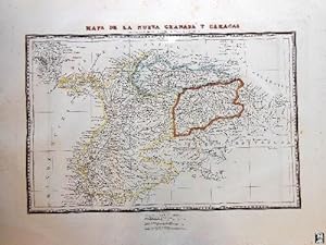 Antiguo Mapa - Old Map : MAPA DE LA NUEVA GRANADA Y CARACAS conocidas en el dia con el nombre de ...