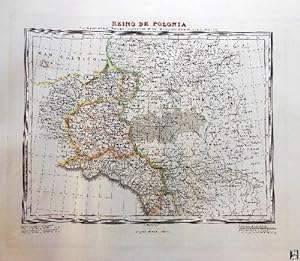 Antiguo Mapa - Old Map : REINO DE POLONIA o sea la parte unida a la Rusia por el repartimiento de...