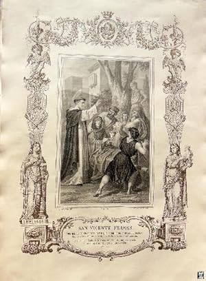 Antigua Litografía - Old Litography : SAN VICENTE FERRER. Predicando el Santo en Salamanca.