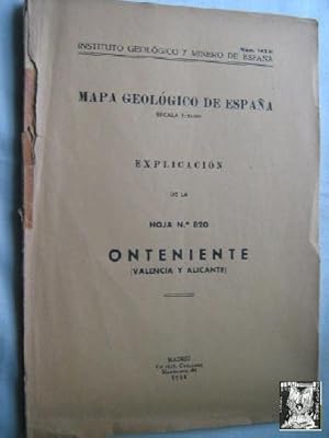 MAPA GEOLÓGICO DE ESPAÑA. EXPLICACIÓN DE LA HOJA Nº 820. ONTENIENTE