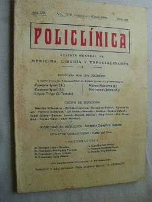 POLICLÍNICA. Revista mensual de medicina, cirugía y especialidades. Nº 145. Enero 1930