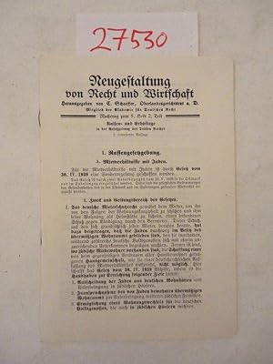 Bild des Verkufers fr Nachtrag zum 5. Heft, 2.Teil: Rassen- und Erbpflege in der Gesetzgebung des Dritten Reiches (2.,erweiterte Auflage) * N S. - J u d e n s o n d e r g e s e t z g e b u n g Dieses Buch wird von uns nur zur staatsbrgerlichen Aufklrung und zur Abwehr verfassungswidriger Bestrebungen angeboten (86 StGB) zum Verkauf von Galerie fr gegenstndliche Kunst