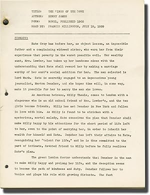 Immagine del venditore per The Wings of the Dove (Reader's Notes script for an unproduced film) venduto da Royal Books, Inc., ABAA