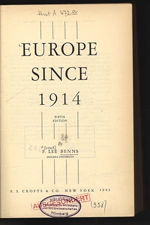 Bild des Verkufers fr Europe since 1914. zum Verkauf von Antiquariat Bookfarm