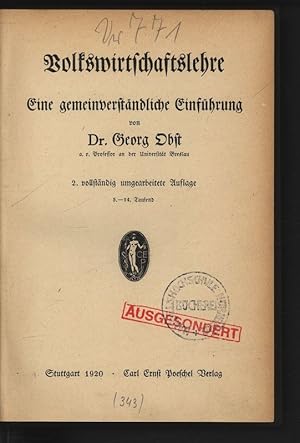 Bild des Verkufers fr Volkswirtschaftslehre. Eine gemeinverstndliche Einfhrung. zum Verkauf von Antiquariat Bookfarm