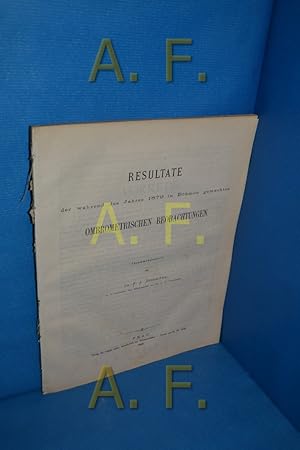 Seller image for Resultate der whrend des Jahres 1879 in Bhmen gemachten Ombrometrischen Beobachtungen for sale by Antiquarische Fundgrube e.U.