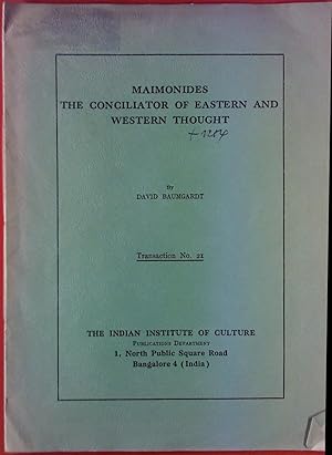 Immagine del venditore per Maimonides The Conciliator Of Eastern And Western Thought. Transaction No. 21 venduto da biblion2