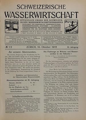 Schweizerische Wasserwirtschaft (ab 1930: Schweizerische Wasser- u. Elektrizitätswirtschaft). Off...