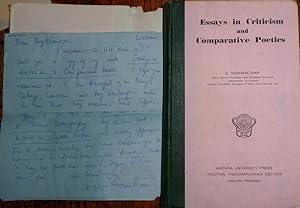 ESSAYS IN CRITICISM AND COMPARATIVE POETICS. Andhra University Press, 1977, Limited Edition of 50...