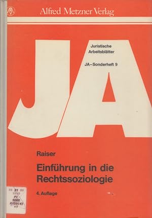 Seller image for Einfhrung in die Rechtssoziologie. (= Juristische Arbeitsbltter / JA-Sonderheft 9). for sale by Buch von den Driesch