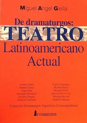 Seller image for De dramaturgos: teatro latinoamericano actual. for sale by Girol Books Inc.