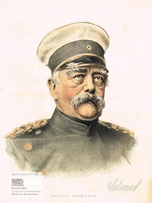 Bild des Verkufers fr Prince Bismarck. Brustbild in Krassieruniform im ersten Jahr des deutsch-franzsischen Krieges. Farblithographie um 1870 zum Verkauf von historicArt Antiquariat & Kunsthandlung