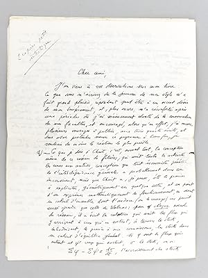 Lettre autographe de Jacques Rueff, répondant à un courrier du Professeur Georges-Henri Bousquet,...