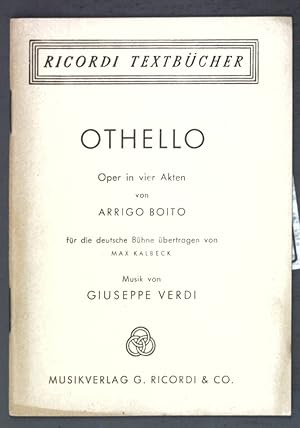 Imagen del vendedor de Othello: Oper in vier Akten. Ricordi Textbcher; a la venta por books4less (Versandantiquariat Petra Gros GmbH & Co. KG)
