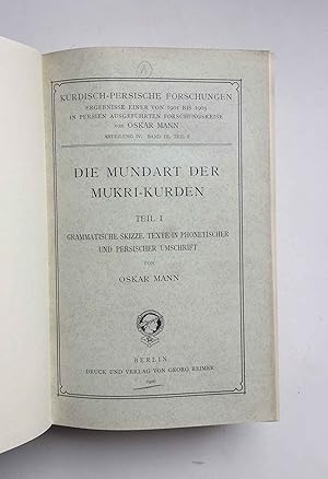 Die Mundart der Mukri-Kurden. Teile 1 und 2 in einem Band.