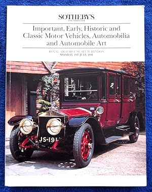 Important, Early, Historic and Classic Motor Vehicles, Automobilia & Automobile Art, Monday 1st J...