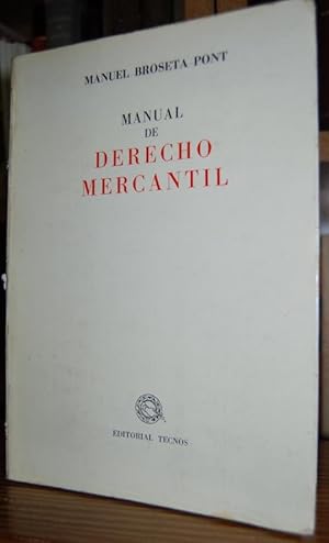 Image du vendeur pour MANUAL DE DERECHO MERCANTIL mis en vente par Fbula Libros (Librera Jimnez-Bravo)