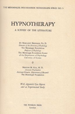 Bild des Verkufers fr Hypnotherapy. A Survey of the Literature. zum Verkauf von Fundus-Online GbR Borkert Schwarz Zerfa