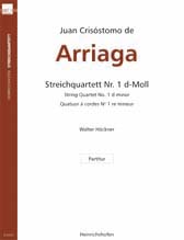 Bild des Verkufers fr ARRIAGA J.C. - Cuarteto n 1 en Re menor para 2 Violines, Viola y Violoncello (Partitura) (Hockner) zum Verkauf von Mega Music