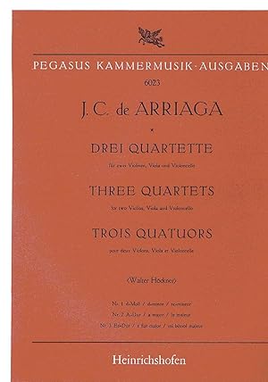 Bild des Verkufers fr ARRIAGA J.C. - Cuarteto n 3 en Mib Mayor para 2 Violines, Viola y Violoncello (Partes) zum Verkauf von Mega Music