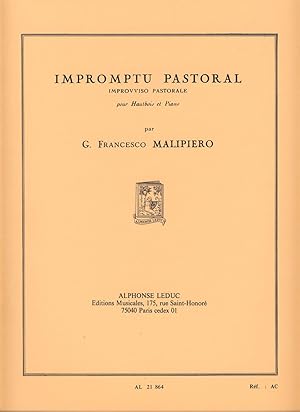 Image du vendeur pour MALIPIERO G.F. - Impromptu Pastoral para Oboe y Piano mis en vente par Mega Music