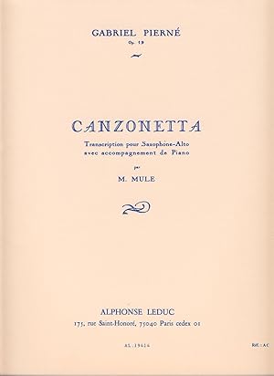 Image du vendeur pour PIERNE G. - Canzonetta Op.19 para Saxofon Mib y Piano (Mule) mis en vente par Mega Music