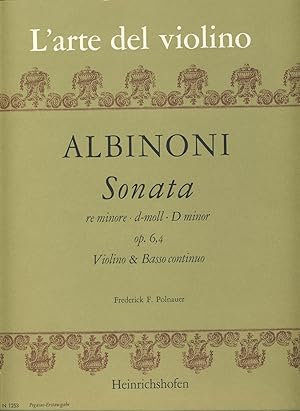 Bild des Verkufers fr ALBINONI T. - Sonata Op.6 n 4 en Re menor para Violin y Piano (Polnauer) zum Verkauf von Mega Music