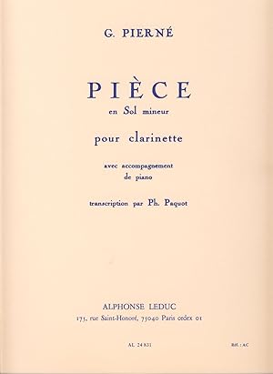 Image du vendeur pour PIERNE G. - Piece en Sol menor Op.5 para Clarinete y Piano (Paquot) mis en vente par Mega Music