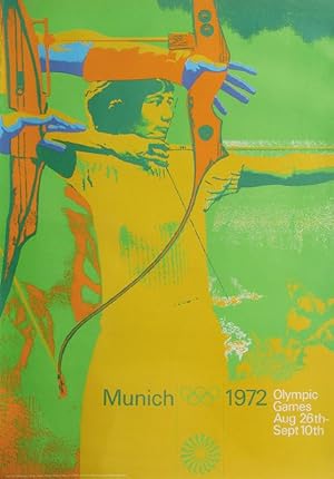 Munich 1972 Olympic Games Aug 26th - Sept 10th - Motiv Bogenschießen, 84x60 cm. Englische Version...