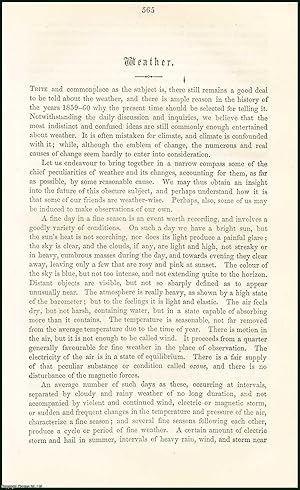 Immagine del venditore per Weather : The Peculiarities of Weather & its Changes, Accounting for them, as far as Possible, by some Reasonable Cause. An uncommon original article from the Cornhill Magazine, 1860. venduto da Cosmo Books