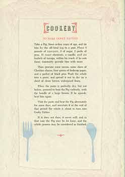 Seller image for Cookery. To Make Gosky Patties. Broadside. for sale by Wittenborn Art Books
