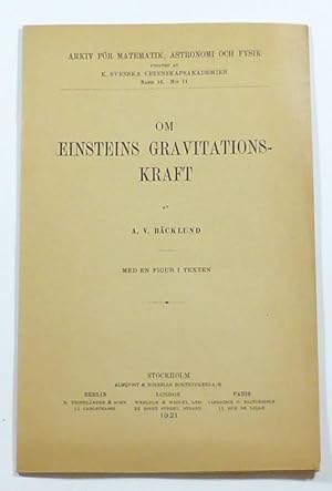 Seller image for Om Einsteins gravitationskraft. Med en figur i texten. for sale by Patrik Andersson, Antikvariat.