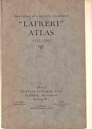 Seller image for DESCRIPTION OF A RECENTLY DISCOVERED "LAFRERI" ATLAS 1553-1580 for sale by WeBuyBooks