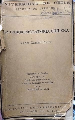 Bild des Verkufers fr La labor probatoria chilena zum Verkauf von Librera Monte Sarmiento