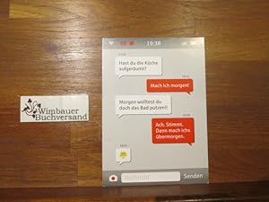 Bild des Verkufers fr Werbepostkarte mit lustigem Screenshot "Hast du die Kche aufgerumt?" zum Verkauf von Antiquariat im Kaiserviertel | Wimbauer Buchversand