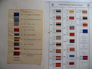 Farbenkarte für Ordensbänder. Firmenkatalog der Firma Albrecht Dittrich OHG Ordensband Weberei un...