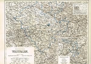 Preussische Provinz Westfalen mit Innenkarte von Hohenzollern oder Regierungsbezirk Sigmaringen b...