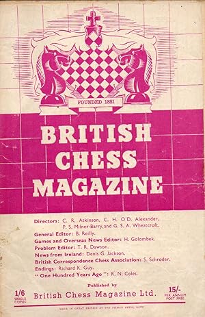 Image du vendeur pour The British Chess Magazine Volume LXIX No.10. October 1949 mis en vente par Clivia Mueller