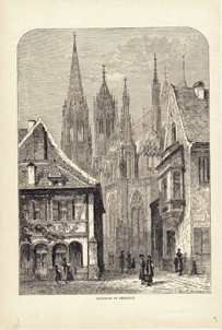 Freiburg im Breisgau Münster Baden Württemberg Original Stich Engraving