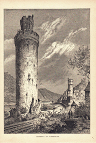 Oberwesel Ochsenturm Rhein Rheinland-Pfalz Original Stich Engraving