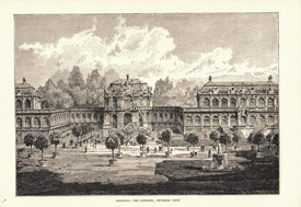 Zwinger Dresden Sachsen Pöppelmann Architektur Original Stich Engraving