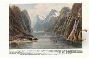 Norwegen Am inneren Sogne Fjord 1917 Original Druck