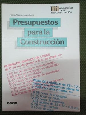 Seller image for PRESUPUESTOS PARA LA COSTRUCCIN for sale by LIBRERIA AZACAN