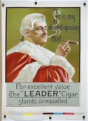 The "LEADER" Cigar. Plakat mit einer Serie von Andrucken.
