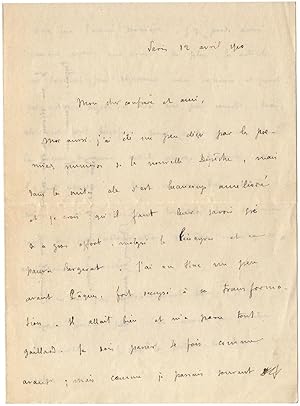 Lettre autographe à Octave Uzanne. Paris, le 12 avril 1910. Articles à la Dépêche de Toulouse qui...