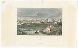 Antique Print of Melbourne (Australia) by Taylor (c.1850)