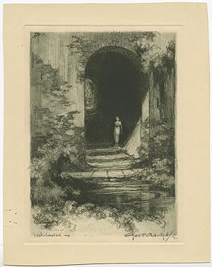 Antique Etching of the Water Castle (Taman Sari) at Yogyakarta by G.P. Adolfs (1933)