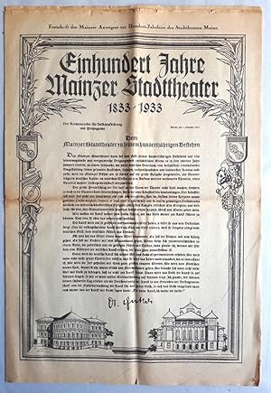 Einhundert Jahre Mainzer Stadttheater 1833-1933 - Festschrift des Mainzer Anzeigers zur Hundert-J...